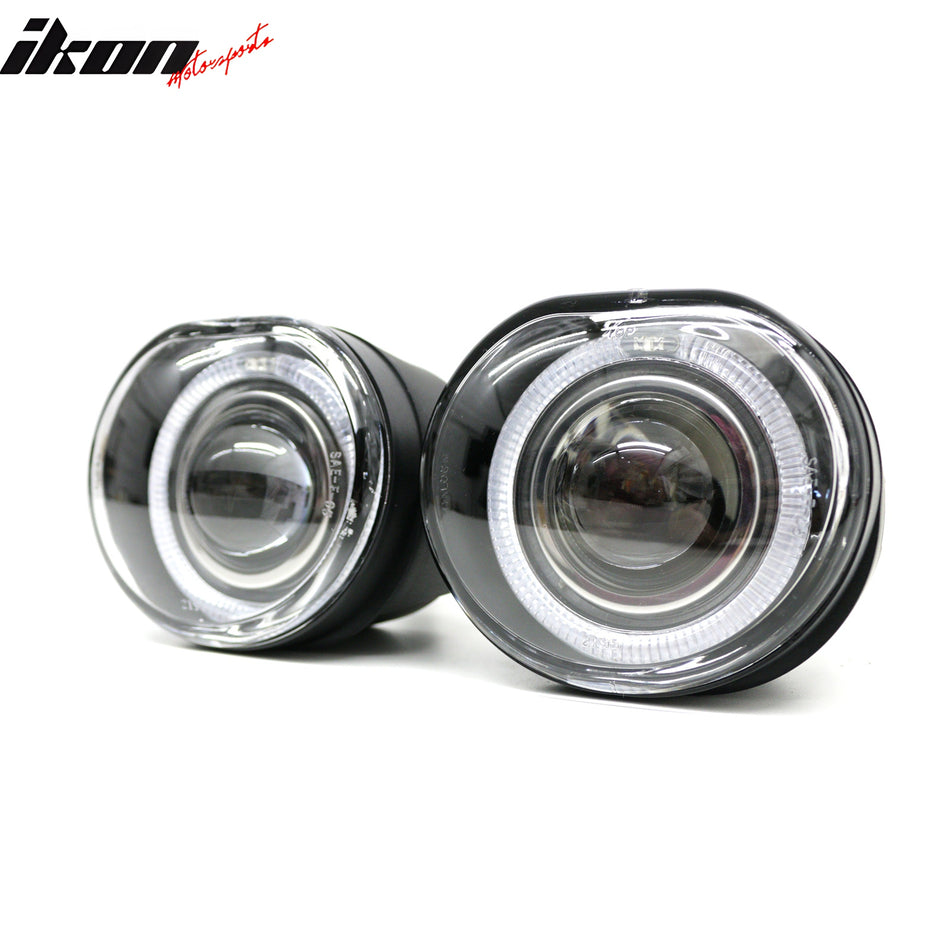 IKON MOTORSPORTS Fog Lights, Compatible with 2002-2004 Jeep Liberty, Clear Lens Black Housing Front Bumper Driving Fog Lamp, Pair