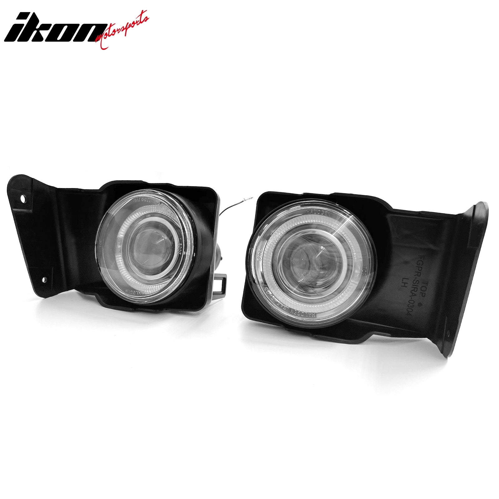 IKON MOTORSPORTS Projector Fog Lights, Compatible with 2003-2006 GMC Sierra 1500 2500 3500, Black Front Bumper Driving Fog Lamp, Pair