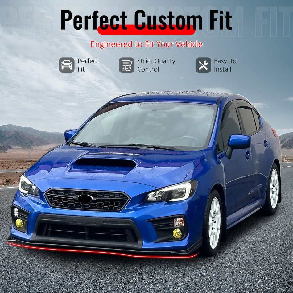 IKON MOTORSPORTS Front Bumper Lip, Compatible with 2018-2021 Subaru WRX & STI, STI Style Unpainted Black ABS Plastic Air Dam Chin Spoiler Protector Splitter 3PCS