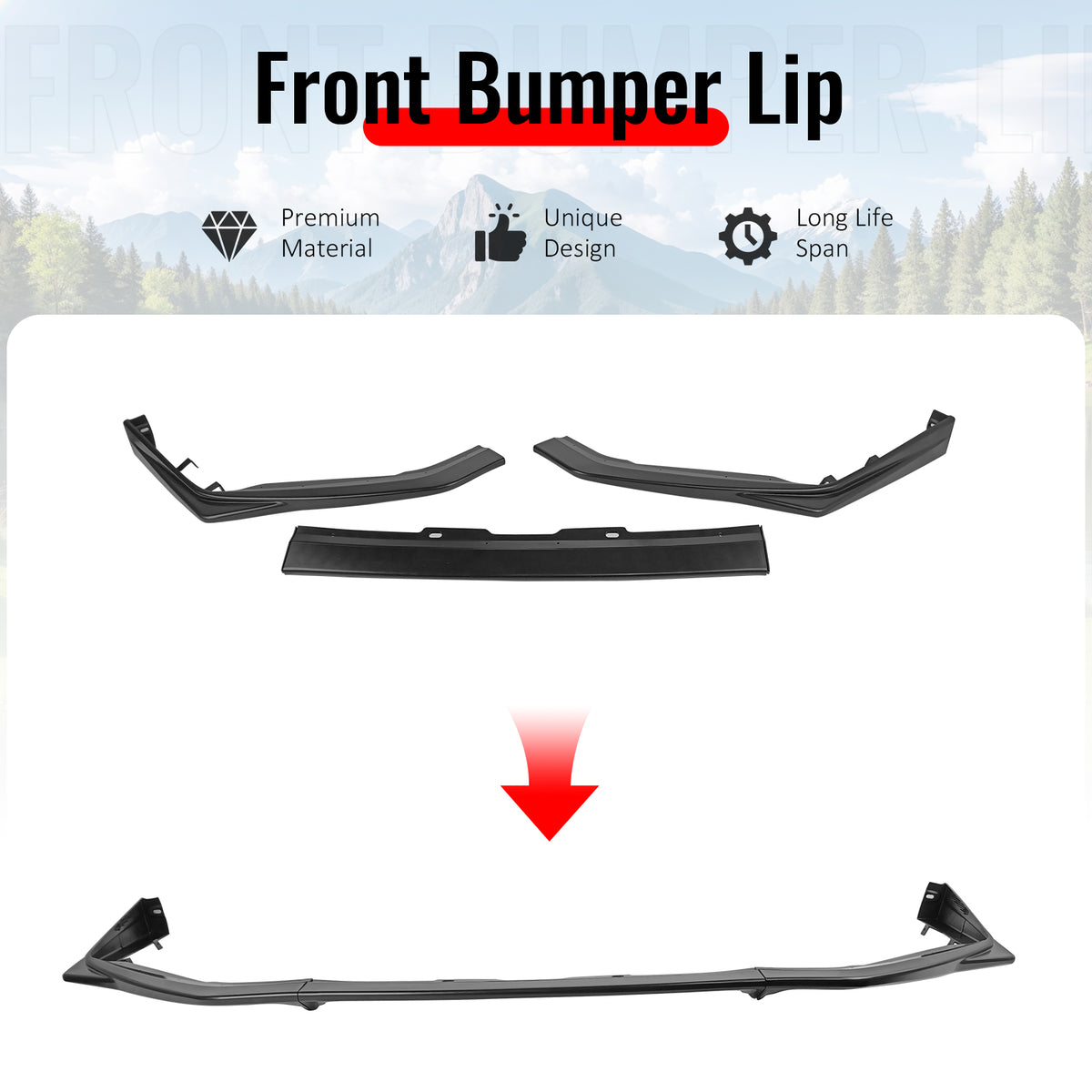 Fits 18-21 Subaru WRX STI Style Front Bumper Lip Chin Spoiler Splitter Chin 3PCS