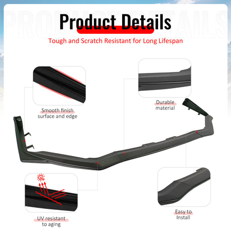 Fits 18-21 Subaru WRX STI Style Front Bumper Lip Chin Spoiler Splitter Chin 3PCS