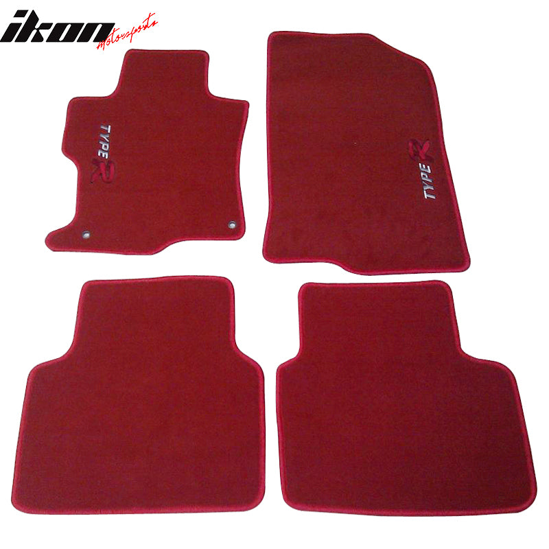 Car Floor Mat for 2008-2012 Honda Accord Red Nylon Type R Carpets 4PCS