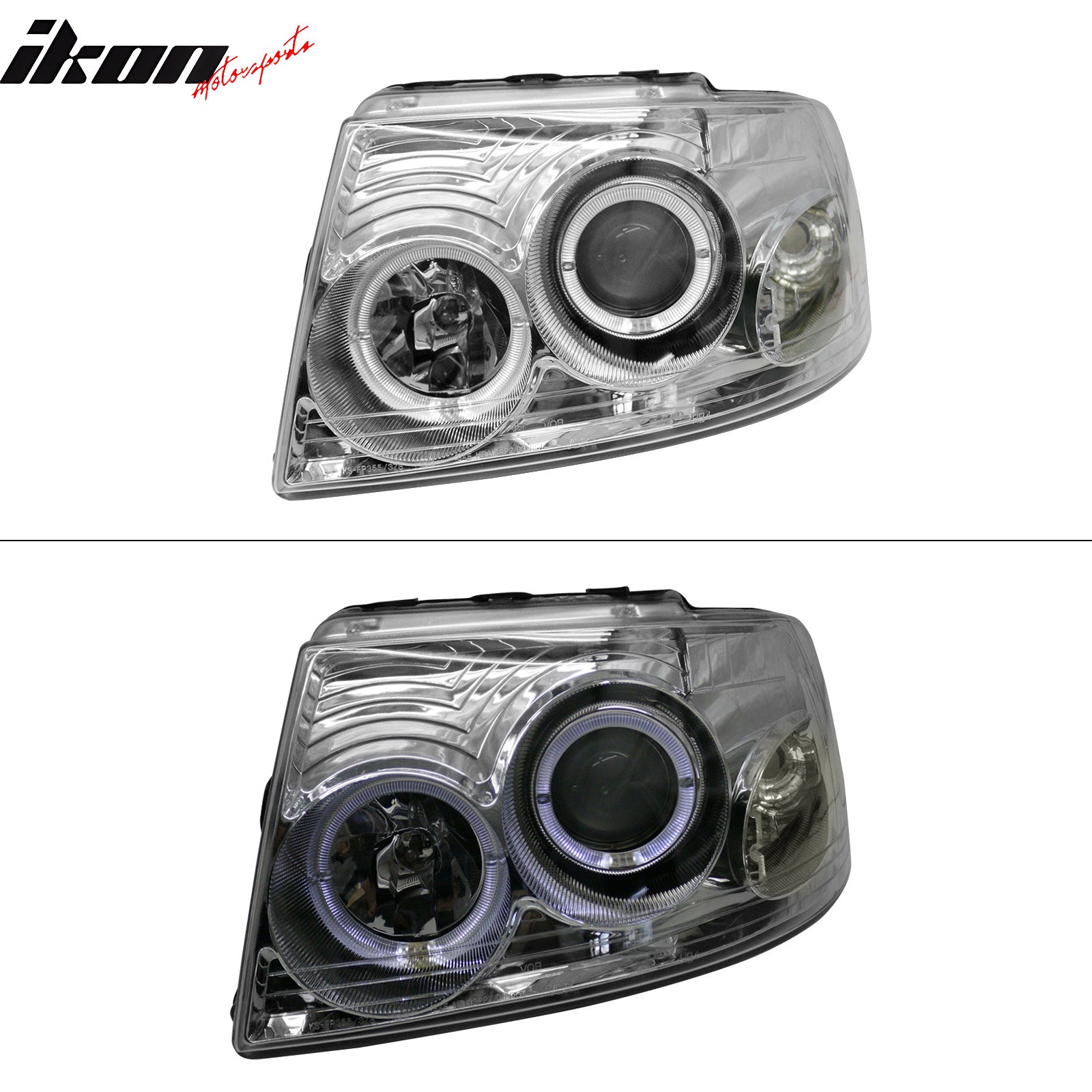 Fits 03-06 Ford Expedition Front Headlights Head Lights Lamps W/Chrome Housing