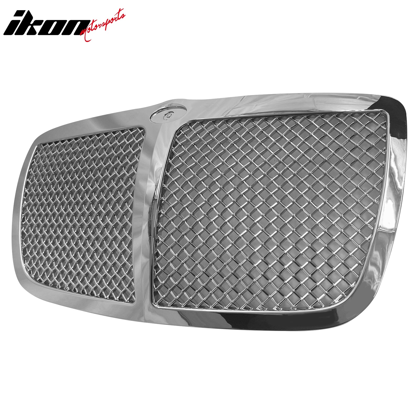 IKON MOTORSPORTS Front Upper Grille, Compatible with 2005-2010 Chrysler 300 300C, Chrome Mesh Style With Middle Bar ABS Plastic Replacement Front Bumper Hood Mesh Grill