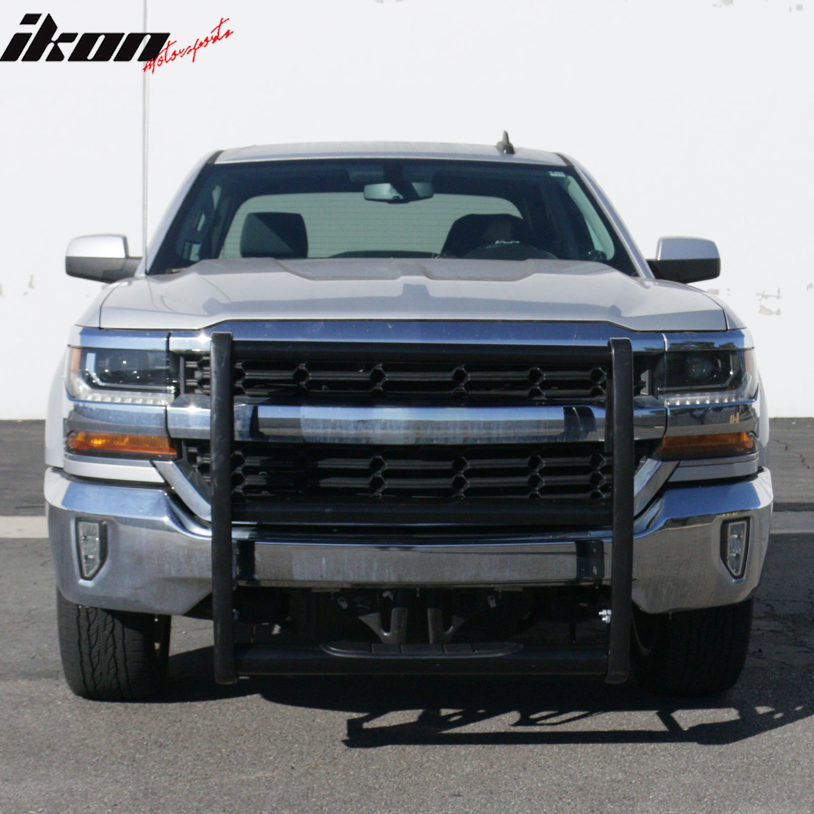 IKON MOTORSPORTS Bull Bar, Compatible with 2014-2018 Chevrolet Chevy Silverado 1500 & GMC Sierra 1500, Black Steel Front Bumper Brush Push Grille Guard, Exterior Accessories