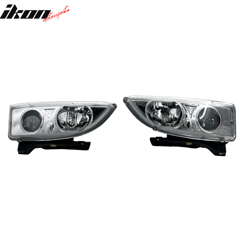 1995-1999 Chevrolet Cavalier Front Bumper Projector Head Lights Pair Chrome Housing Clear Lens