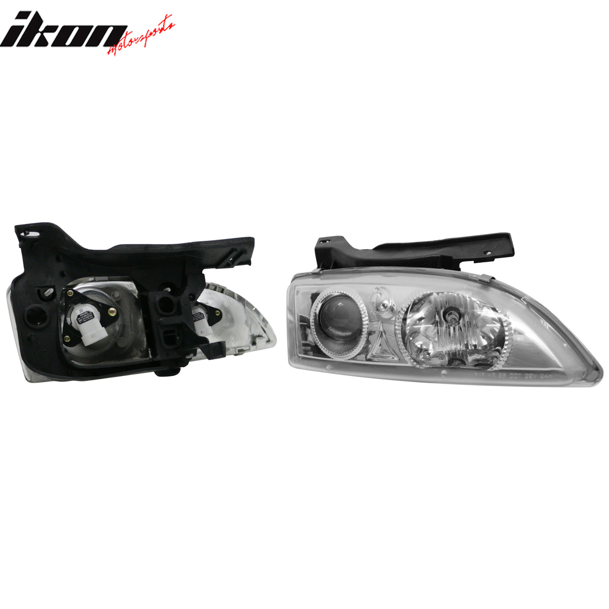 Fits 95-99 Chevrolet Cavalier Projector Head Lights Chrome Housing Clear Lens