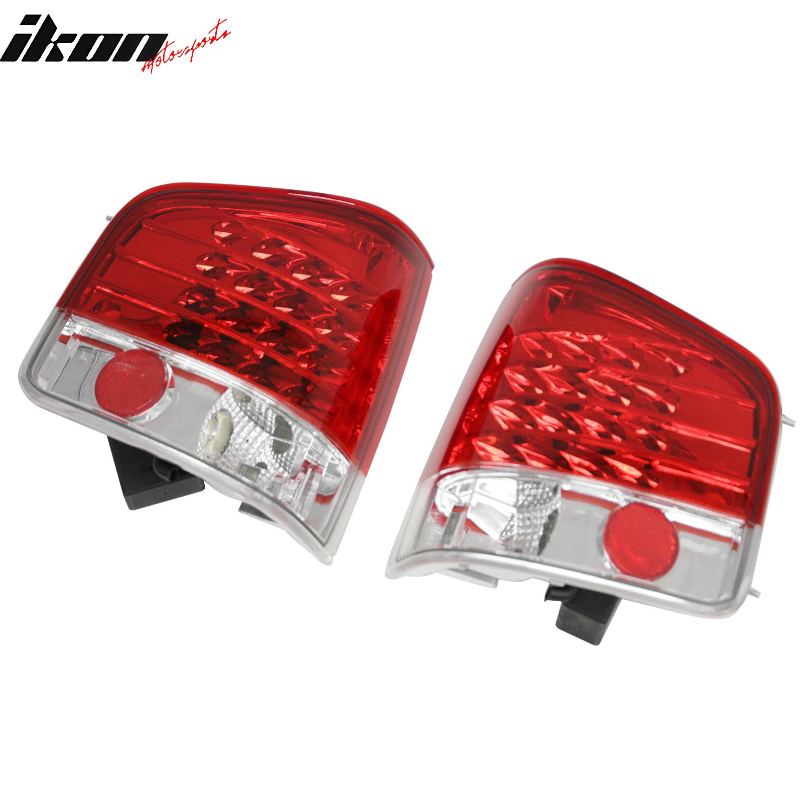 IKON MOTORSPORTS Tail Lights, Compatible with 1994-2004 GMC Sonoma Chevrolet S10 1996-2000 Isuzu Hombre, Chrome Housing Red Lens Driver Passenger Side Rear Tail Lights Lamps Assembly Replacement, 2PCS