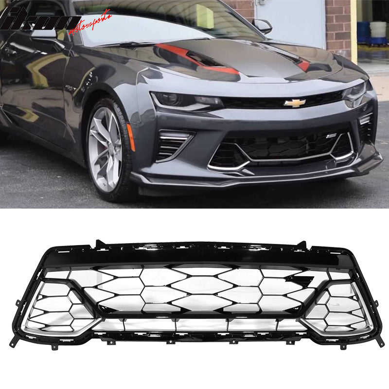 Grille Compatible With 2016-2018 Chevy Camaro, 50th Anniversary Front Lower Grill by IKON MOTORSPORTS, 2017