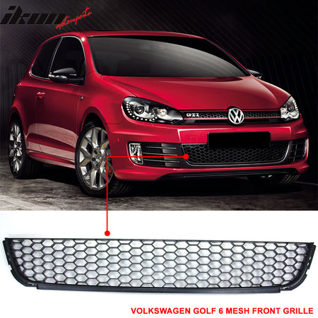 Fits 10-14 Golf MK6 Mesh Honeycomb GTI Style Front Upper+Lower Grille ABS