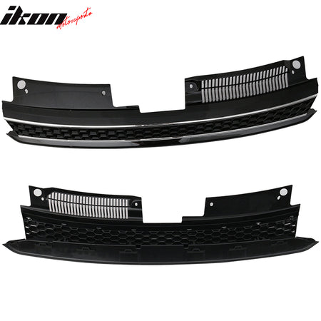 Fits 10-14 VW Golf 6 MK6 GTI Style Front High Bar Black Chrome Trim Grille - ABS