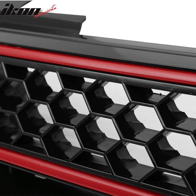 Fits 10-14 VW Golf 6 MK6 GTI Style Front Bumper Upper Grille Black W/Red Trim