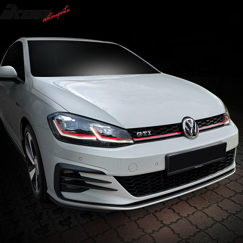 IKON MOTORSPORTS Grille Compatible with  2017-2019 VW Golf MK7 7.5 GTI Style Mesh Front Hood Grill w/ Red Trim