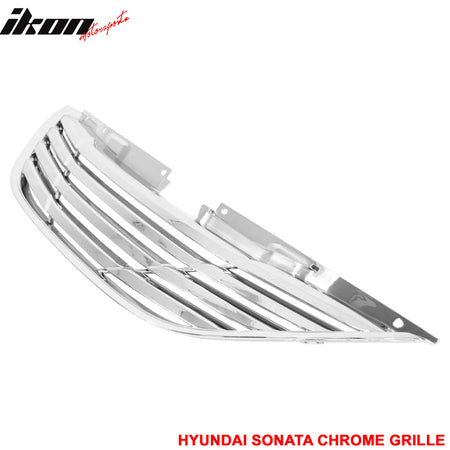 Fits 11-14 Hyundai Sonata Horizontal Style Front Upper Mesh Grille Chrome ABS