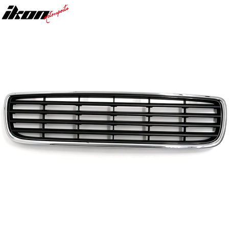IKON MOTORSPORTS Front Upper Grille, Compatible with 2005-2007 Volvo V70, Black Center Chrome Surround Replacement Front Bumper Hood Grill