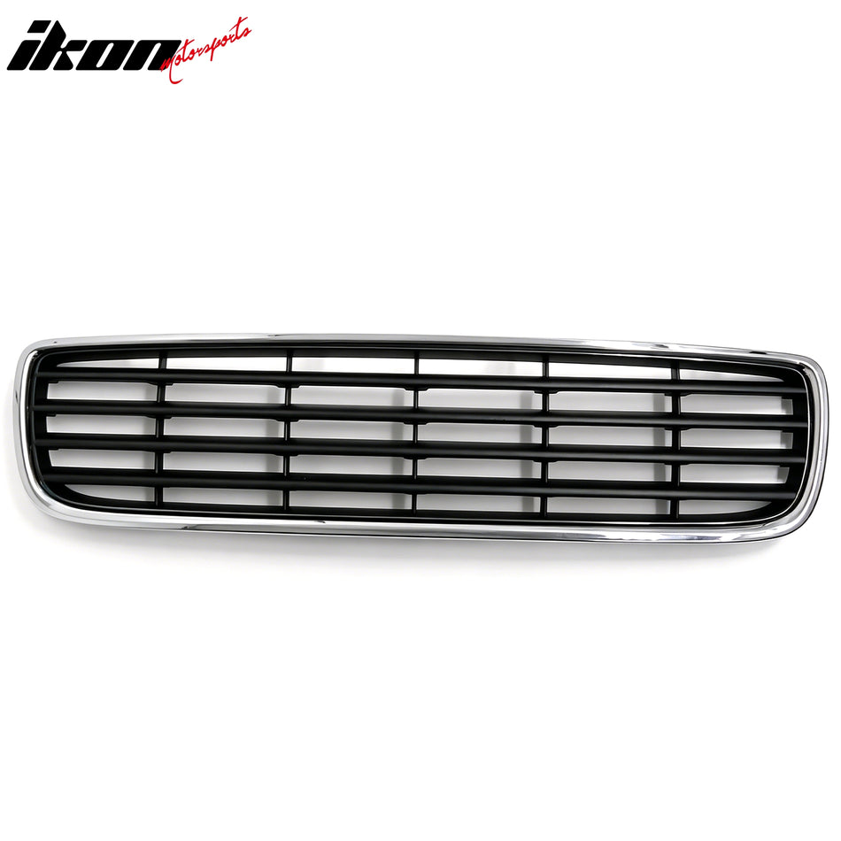 IKON MOTORSPORTS Front Upper Grille, Compatible with 2005-2007 Volvo V70, Black Center Chrome Surround Replacement Front Bumper Hood Grill