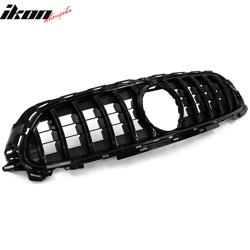 Fits 21-23 Benz W213 E Class AMG GT Style Gloss Black Front Bumper Hood Grille