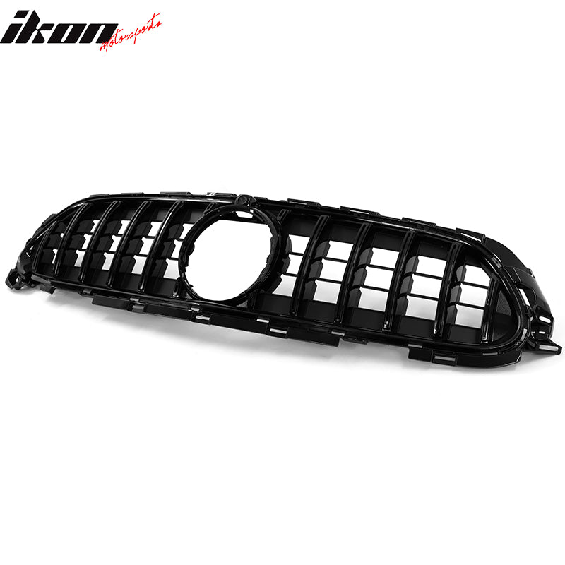 Fits 21-23 Benz W213 E Class AMG GT Style Gloss Black Front Bumper Hood Grille