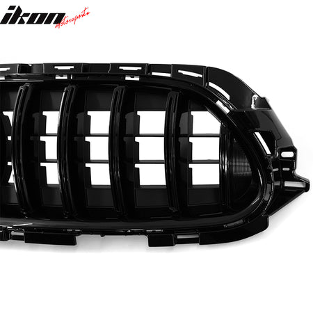 Fits 21-23 Benz W213 E Class AMG GT Style Gloss Black Front Bumper Hood Grille