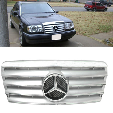 Fits 94-95 W124 E Class CL Type Front Silver Grille ABS+Authentic Star Emblem