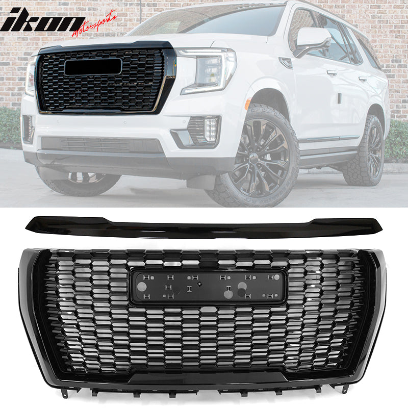 2021-2023 GMC Yukon XL Denali Style Gloss Front Grille with Hood Guard