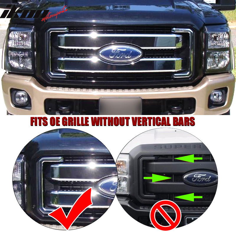 Fits 11-16 Ford F250 F350 F450 F550 Super Duty Grille Overlay Cover Chrome 4PC