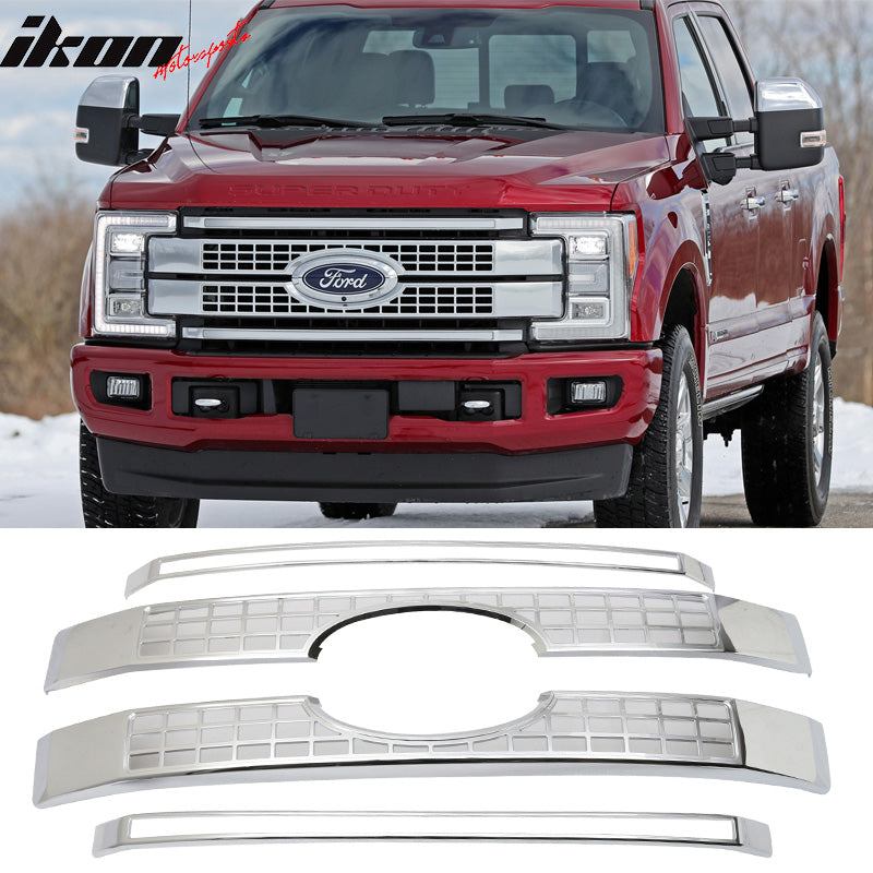 Fits 17-19 Ford F250 F350 F450 F550 Platinum Grille 4PC - Chrome