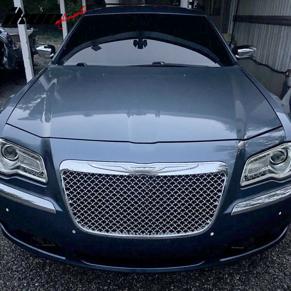 Fits 11-14 Chrysler 300 300C B Style Mesh Front Bumper Grille Guard Chrome ABS