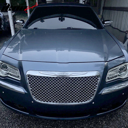 Fits 11-14 Chrysler 300 300C B Style Mesh Front Bumper Grille Guard Chrome ABS