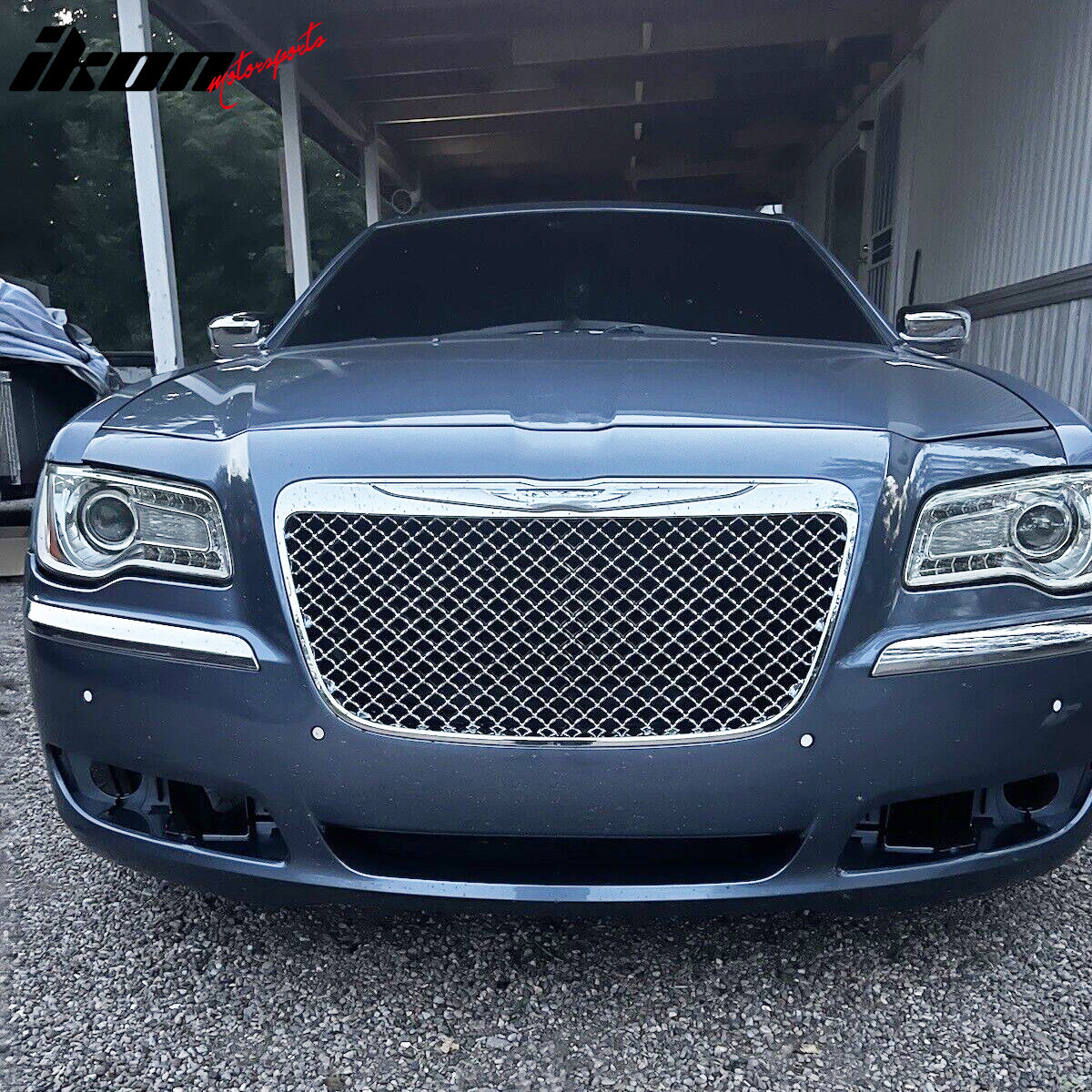 Fits 11-14 Chrysler 300 300C B Style Mesh Front Bumper Grille Guard Chrome ABS