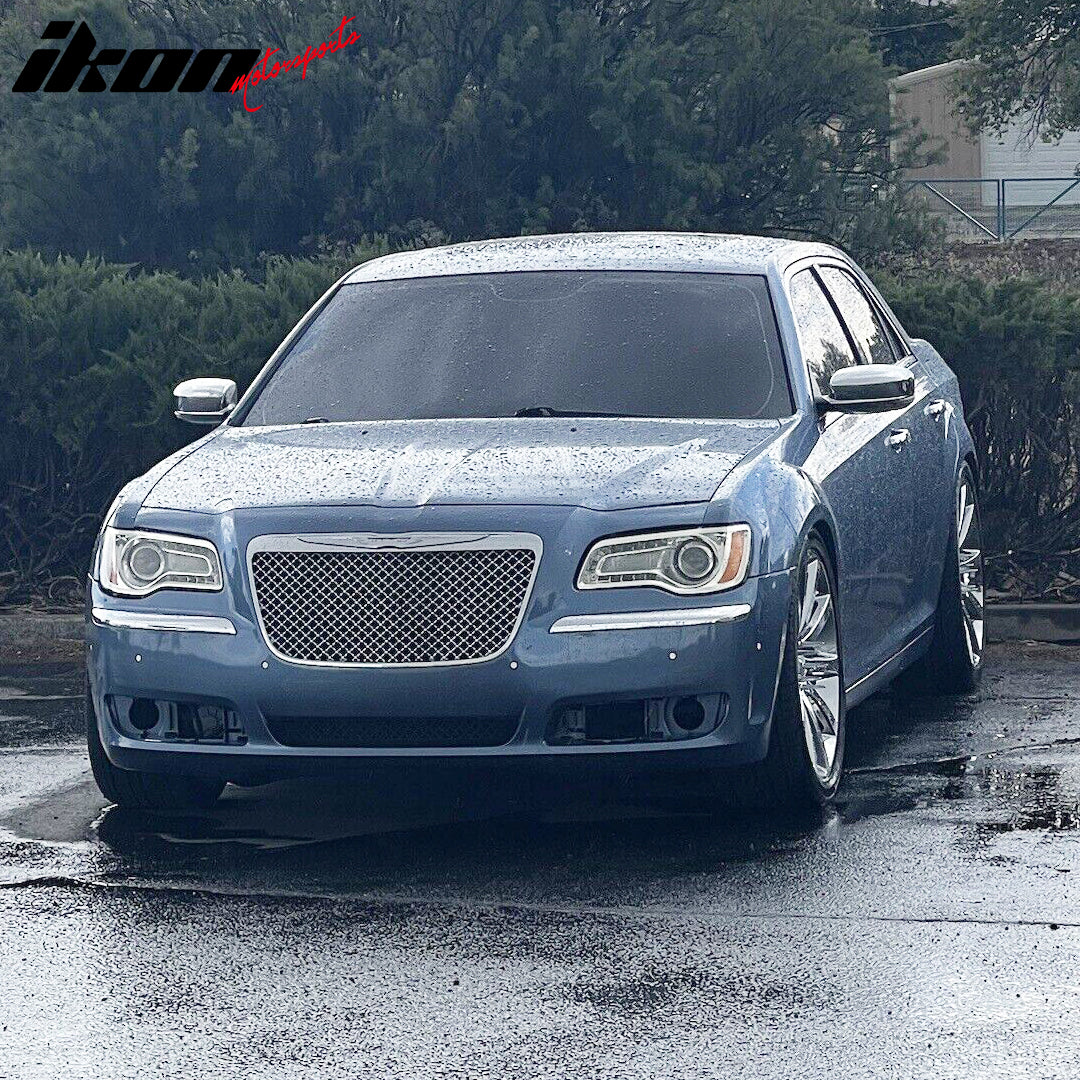 Fits 11-14 Chrysler 300 300C B Style Mesh Front Bumper Grille Guard Chrome ABS