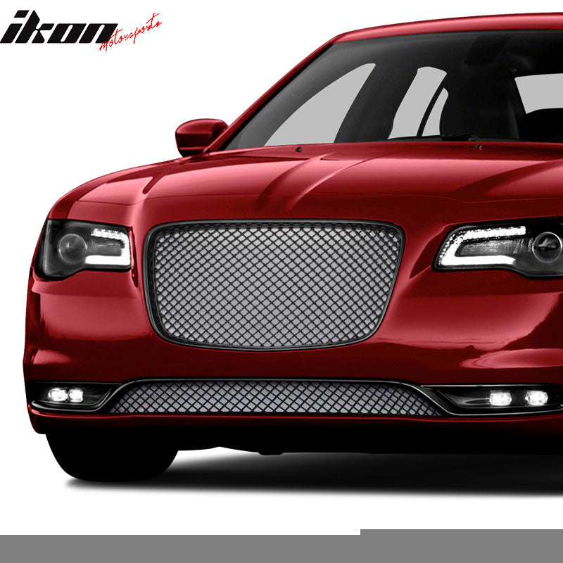 Grille Compatible With 2015-2023 Chrysler 300 300C, B Style Front Lower Grill Grille - Black by IKON MOTORSPORTS,  2016