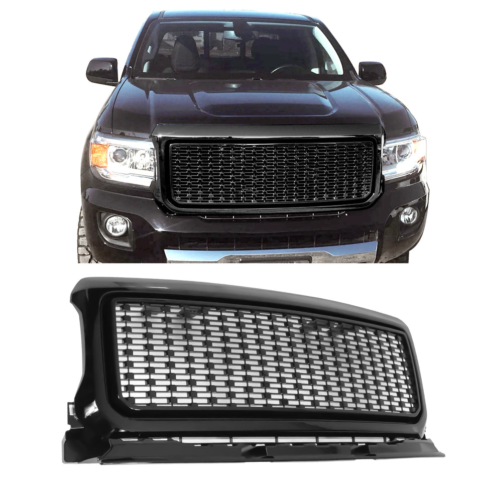 2015-2020 GMC Canyon Bright Black Denali Style Front Bumper Grille
