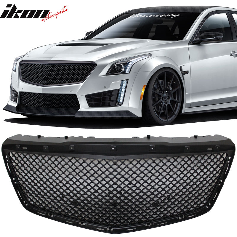 2014-2019 Cadillac CTS B Style Black Front Bumper Hood Grille ABS