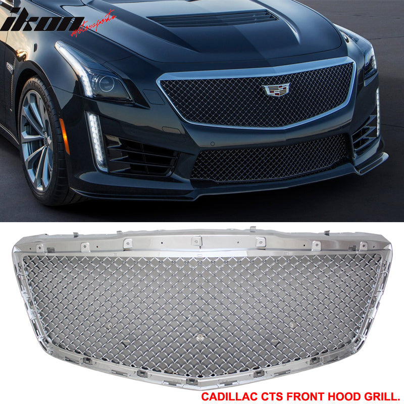 2014-2019 Cadillac CTS Sedan B Style Chrome Front Hood Grille ABS