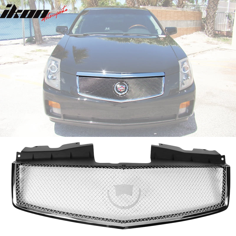 2003-2007 Cadillac CTS CTSV Mesh Chrome Front Bumper Hood Grille ABS