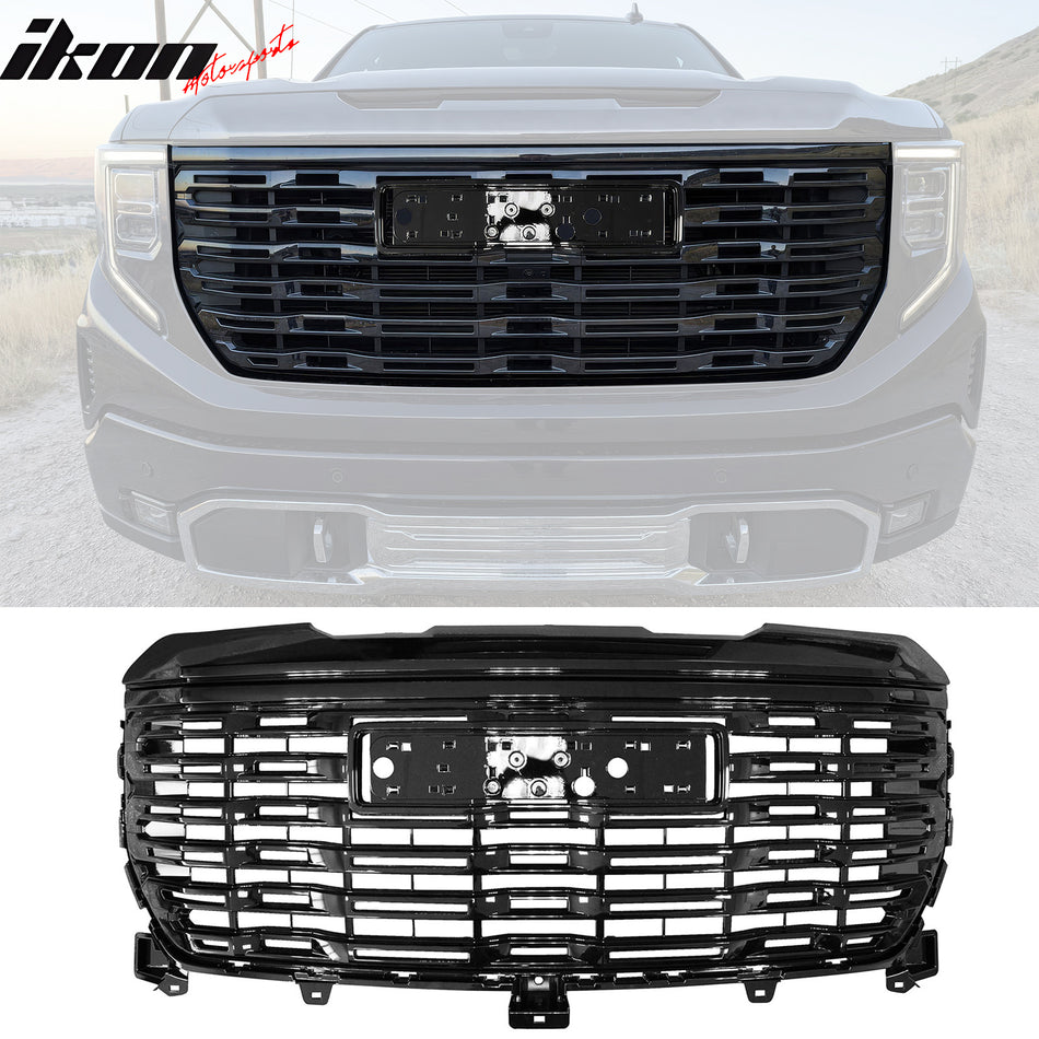 2022-2024 GMC Sierra 1500 Gloss Black Denali Style Front Hood Grille