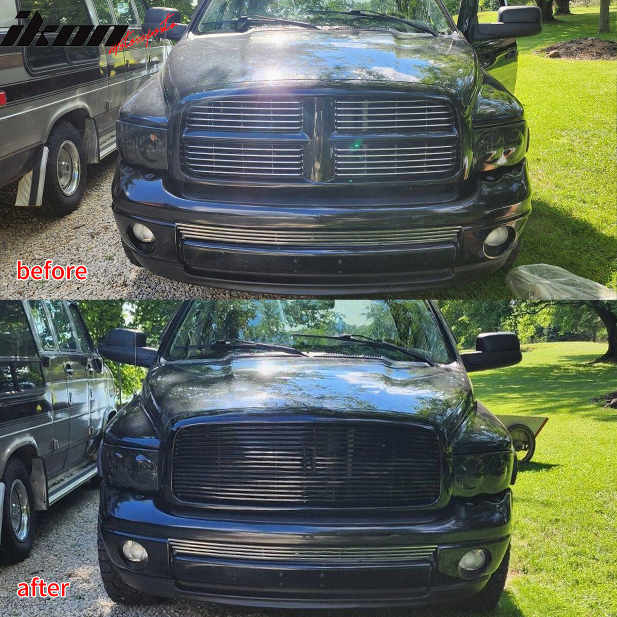 Perfit Liner Front Black Grille Grille Molding – Compatible With 2002-2005 Dodge Ram 1500 & 2003-2005 Ram 2500/3500 (Replaces CH1210107)