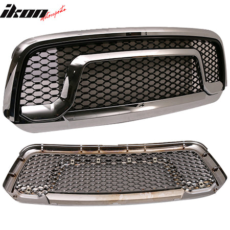 Fits 13-23 Dodge Ram 1500 Rebel Style Mesh Honeycomb Grill Grille Chrome ABS