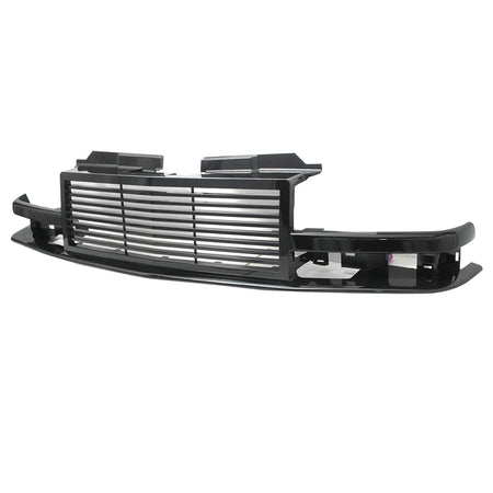 IKON MOTORSPORTS, Grille Compatible With 1998-2005 Chevy S10 Blazer, Billet Style ABS Black Front Bumper Hood Grill, 1999 2000 2001 2002 2003 2004