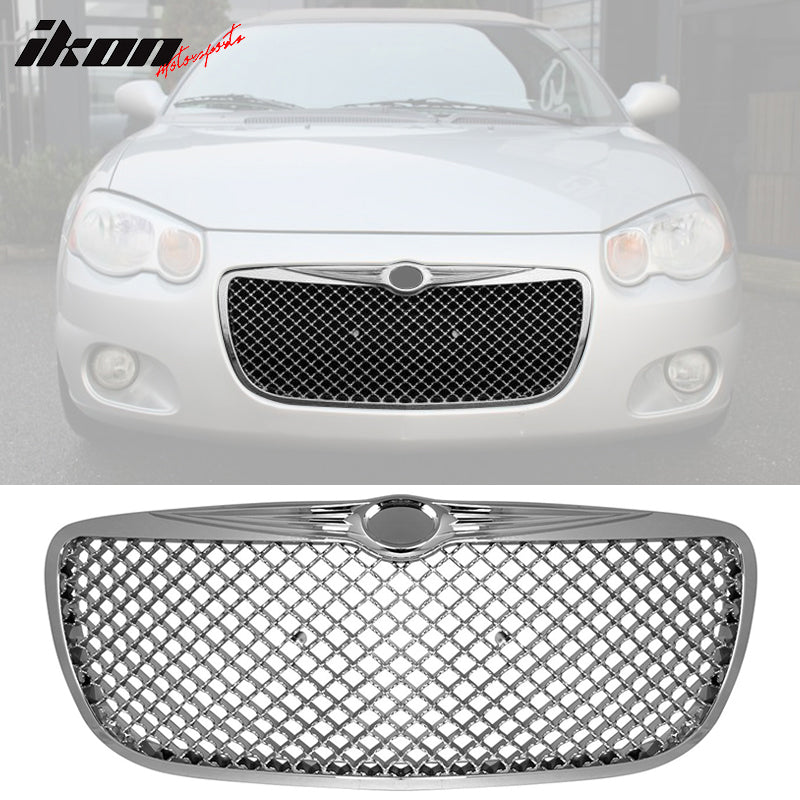 2004-2006 Chrysler Sebring Mesh Chrome Front Bumper Hood Grille ABS