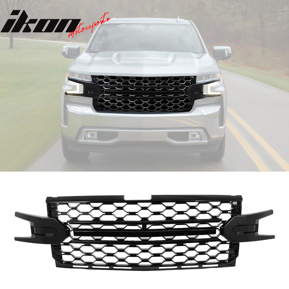 2019-2021 Silverado 1500 LT/LTZ/RST Gloss Black Front Upper Grille
