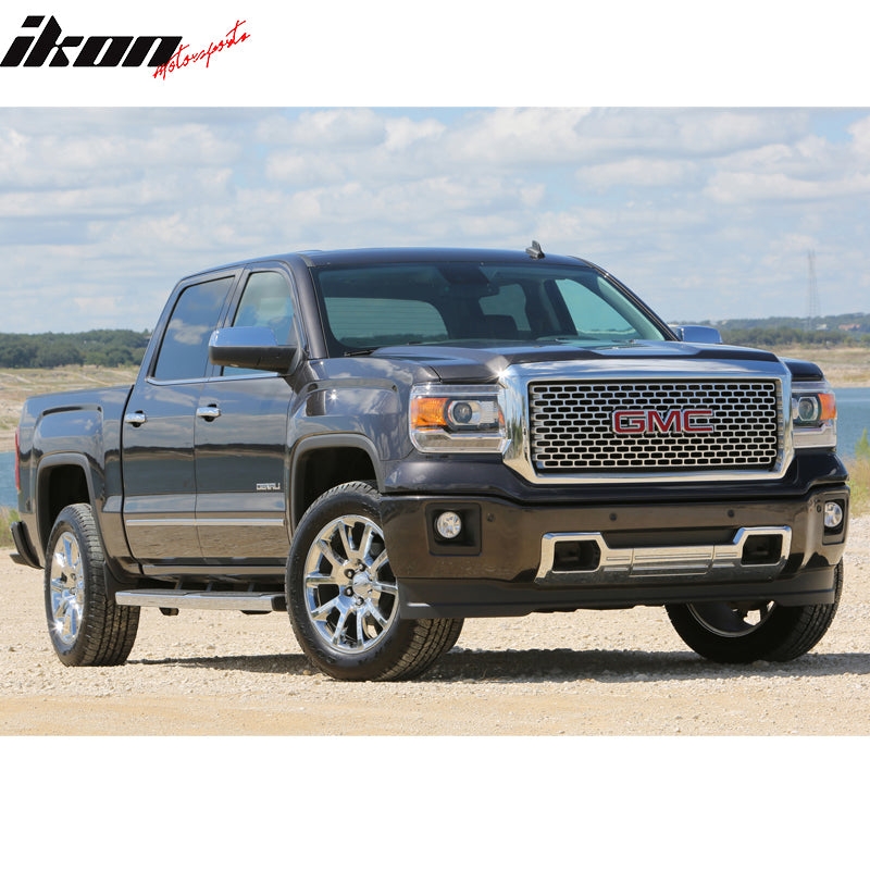 IKON MOTORSPORTS, Grille Compatible With 2014-2015 GMC Sierra 1500, Vertical Style ABS Plastic Chrome Front Grill