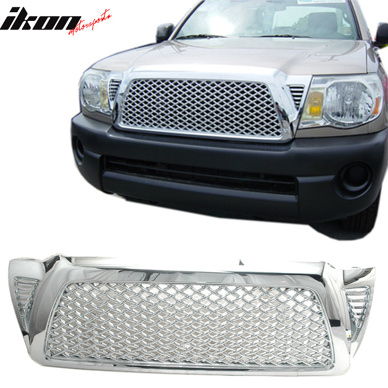 Fits 05-11 Tacoma Chrome Replacement Front Hood Bumper Mesh GrilleABS