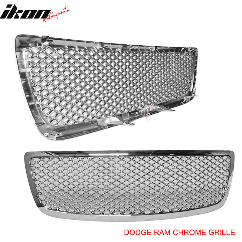 Fits 09-11 Dodge Ram Front Hood Grille Z Mesh Style ABS Chrome Plated Mesh