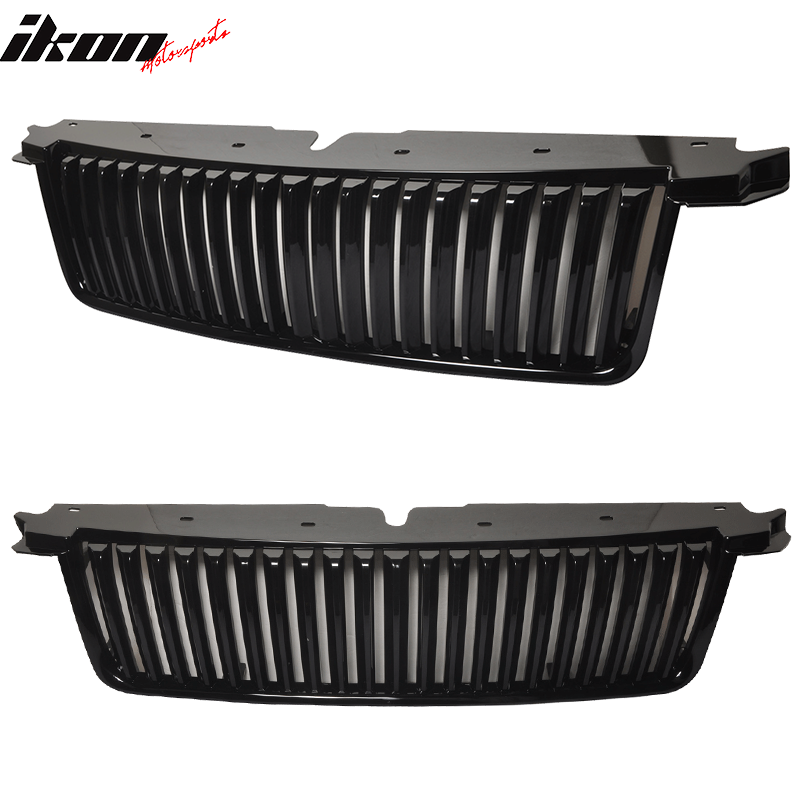 IKON MOTORSPORTS | Front Bumper Grille Compatible With 2006-2010 Ford Explorer, Vertical Style ABS Black Add On Upper Guard Grille Molding Trim Air Ducts Mesh, 2007 2008 2009