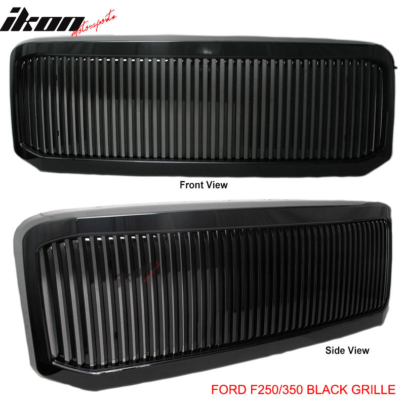 2005-2007 Ford Excursion F250 F350 Vertical Black Front Hood Grille