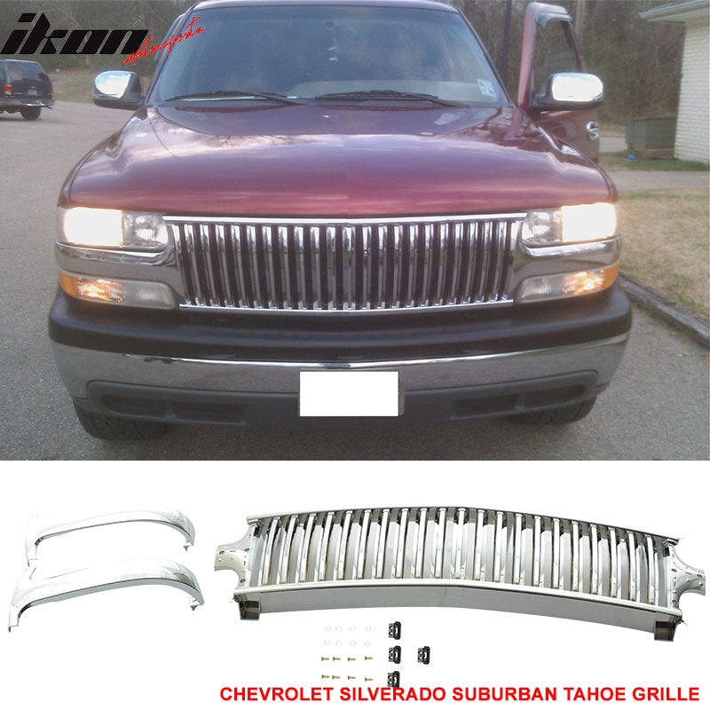 1999-2002 Chevy Silverado Suburban Tahoe Vertical Chrome Grille ABS