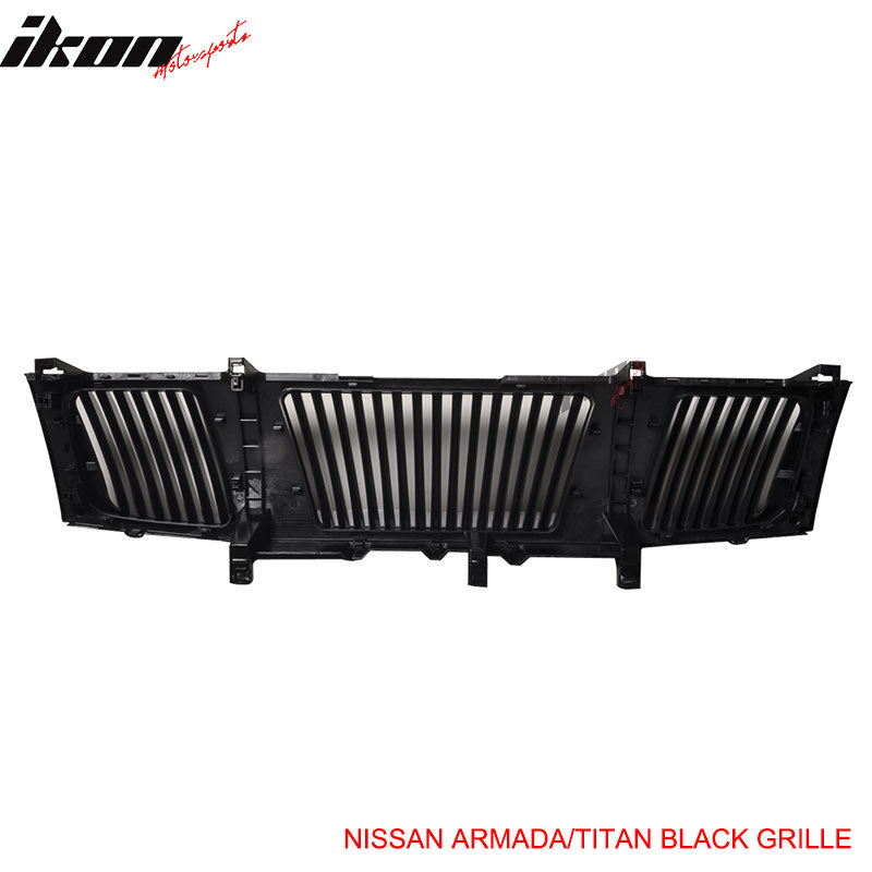 Fits 04-07 Nissan Titan & Armada Front Hood Grille Vertical Style Black ABS