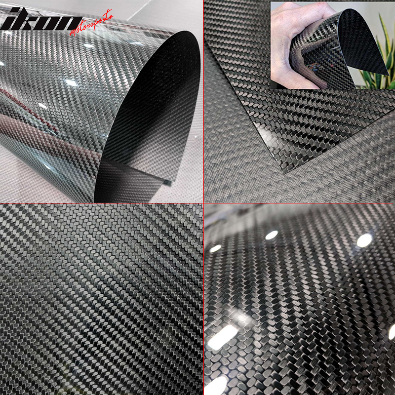 Carbon Fiber (CF) Sheet Plate Panel 3K Plain Weave 0.5mm Thickness (12 X 39.2 Inches) by IKON MOTORSPORTS